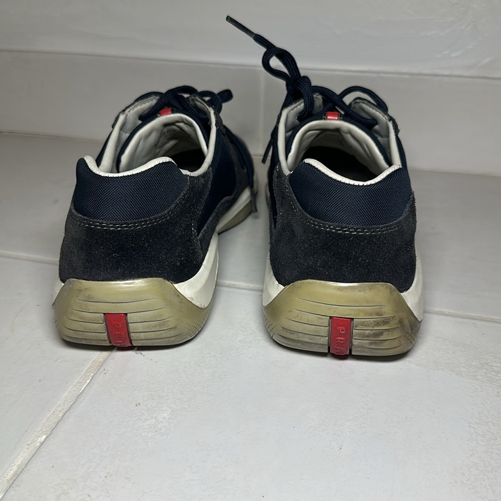 PRADA men’s blue suede and nylon low top sneakers Size: 9.5 - Picture 4 of 12